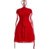 image:imageGORGLITTER Womens Flower Strapless Halter Bodycon Mini Dresses Elegant Classy Y2K Mesh Tassel Backless Summer SundressRed