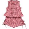 image:imageGORGLITTER Womens Gingham Sets 2 Piece Bow Tie Front Tank Top Baggy Shorts Sets Cute Summer Vacation Beachy OutfitsRed