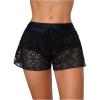 image:imageGORGLITTER Womens Lace Crochet Cover Up Shorts Beach Eyelet Hollow Out Sheer Bikini Swimsuit Bottoms Summer Vacation ShortsSolid Black