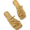 image:imageGORGLITTER Womens Metallic Strappy Flats Sandal Dressy Cute Open Toe Slip on Slides Summer Vacation Beach Sandals 2025Gold