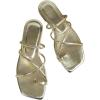 image:imageGORGLITTER Womens Metallic Strappy Sparkly Sandals Dressy Cute Slip on Slide Vacation Summer Weeding Flats SandalsChampagne