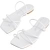image:imageGORGLITTER Womens Metallic Strappy Sparkly Sandals Dressy Cute Slip on Slide Vacation Summer Weeding Flats SandalsLight White