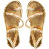 image:imageGORGLITTER Womens Pearl Strappy Flat Sandals Wedding Sandals for Bride Beaded Ankle Strap Toe Ring Slip on Slides Summer VacationGold