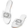 image:imageGORGLITTER Womens Rhinestone Clear Flat Sandals Dressy Cute Sparkly Summer Vacation Slide ShoesClear