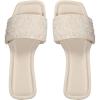 image:imageGORGLITTER Womens Sparkly Rhinestone Strappy Flat Sandals Summer Square Toe Glitter Bling Wedding Shoes Slide SandalsApricot