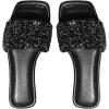 image:imageGORGLITTER Womens Sparkly Rhinestone Strappy Flat Sandals Summer Square Toe Glitter Bling Wedding Shoes Slide SandalsPu Black