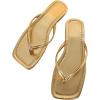 image:imageGORGLITTER Womens Square Open Toe Flip Flop Minimalist Thong Flat Sandals Slide On Summer Vacation 2026 Dressy ShoesGold