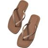 image:imageGORGLITTER Womens Square Open Toe Flip Flops Thong Flat Sandals Comfortable Slip On Slides Summer Vacation Beach ShoesBrown