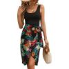 image:imageGORGLITTER Womens Tropical Print Knot Side Wrap Hem Dress Sleeveless Tie Scoop Neck Tank DressBlack