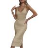 image:imageGORGLITTER Womens Vacation Crochet Dresses Summer Beach Boho Seashell Sleeveless Wedding Guest Cover Up Midi DressesKhaki