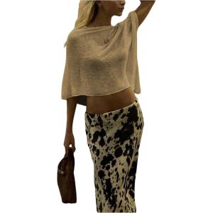 image:imageGORGLITTER Womens Crochet Cover Up Tops Cropped Sheer Poncho Shawl Cape Top Summer Beach Vacation Outfits 2026Khaki