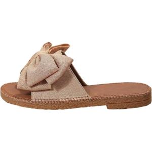 image:imageGORGLITTER Womens Gold Sandals Dressy Cute Summer 2026 Bow Square Toe Trendy Beach Boho Wedding Vacation Slides ShoesApricot