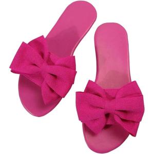 image:imageGORGLITTER Womens Gold Sandals Dressy Cute Summer 2026 Bow Square Toe Trendy Beach Boho Wedding Vacation Slides ShoesHot Pink C