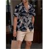 image:imageGORGLITTER Mens 2 Piece Beach Vacation Outfits 2026 Hawaiian Short Sleeve Button Down Shirt and Matching Shorts SetsBlack and Apricot