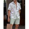 image:imageGORGLITTER Mens 2 Piece Beach Vacation Outfits 2026 Hawaiian Short Sleeve Button Down Shirt and Matching Shorts SetsMint Green