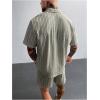 image:imageGORGLITTER Mens 2 Piece Cruise Outfits Short Sleeve Button Down Striped Shirts and Shorts Beach Vacation Knit ClothesMulticolor