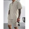 image:imageGORGLITTER Mens 2 Piece Cruise Outfits Short Sleeve Button Down Striped Shirts and Shorts Beach Vacation Knit ClothesMulticolor