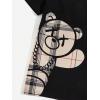 image:imageGORGLITTER Mens 2 Piece Outfits Bear Graphic Print Short Sleeve TShirt and Plaid Elastic Waist Pants SetBlack and Khaki