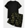 image:imageGORGLITTER Mens 2 Piece Outfits Camo Short Sleeve T Shirt and Gym Shorts SetCamo Green