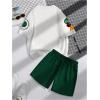 image:imageGORGLITTER Mens 2 Piece Outfits Sets Casual Graphic Crewneck Short Sleeve TShirt and Drawstring Waist ShortsWhite and Green