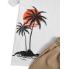image:imageGORGLITTER Mens 2 Piece Outfits Tropical Print Short Sleeve Tee and Drawstring Waist Shorts SetWhite and Khaki