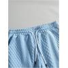image:imageGORGLITTER Mens 2 Piece Outfits Waffle Knit Button Down Shirt Top and Shorts SetBlue