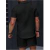 image:imageGORGLITTER Mens 2 Piece Outfits Waffle Knit Button Down Shirt Top and Shorts SetSolid Black