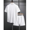image:imageGORGLITTER Mens 2 Piece Outfits Waffle Knit Button Down Shirt Top and Shorts SetWhite