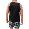 image:imageGORGLITTER Mens 2 Pieces Set Floral Print Elastic Waist Shorts Sleeveless Tank Top Outfit TracksuitBlack Floral  Leaf
