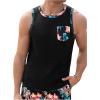 image:imageGORGLITTER Mens 2 Pieces Set Floral Print Elastic Waist Shorts Sleeveless Tank Top Outfit TracksuitBlack Floral  Leaf