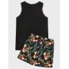 image:imageGORGLITTER Mens 2 Pieces Set Floral Print Elastic Waist Shorts Sleeveless Tank Top Outfit TracksuitBlack Floral
