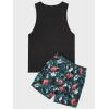 image:imageGORGLITTER Mens 2 Pieces Set Floral Print Elastic Waist Shorts Sleeveless Tank Top Outfit TracksuitBlack Tropical