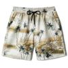 image:imageGORGLITTER Mens 2 Pieces Set Floral Print Elastic Waist Shorts Sleeveless Tank Top Outfit TracksuitBlack and Khaki Tropical Tree