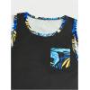 image:imageGORGLITTER Mens 2 Pieces Set Floral Print Elastic Waist Shorts Sleeveless Tank Top Outfit TracksuitBlue Tropical and Pocket