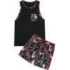 image:imageGORGLITTER Mens 2 Pieces Set Floral Print Elastic Waist Shorts Sleeveless Tank Top Outfit TracksuitDark Blue Floral