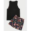 image:imageGORGLITTER Mens 2 Pieces Set Floral Print Elastic Waist Shorts Sleeveless Tank Top Outfit TracksuitDark Blue Floral