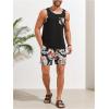 image:imageGORGLITTER Mens 2 Pieces Set Floral Print Elastic Waist Shorts Sleeveless Tank Top Outfit TracksuitOrange Floral  Leaf