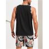 image:imageGORGLITTER Mens 2 Pieces Set Floral Print Elastic Waist Shorts Sleeveless Tank Top Outfit TracksuitOrange Floral  Leaf