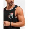 image:imageGORGLITTER Mens 2 Pieces Set Floral Print Elastic Waist Shorts Sleeveless Tank Top Outfit TracksuitOrange Floral  Leaf