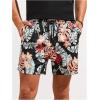 image:imageGORGLITTER Mens 2 Pieces Set Floral Print Elastic Waist Shorts Sleeveless Tank Top Outfit TracksuitOrange Floral  Leaf
