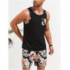image:imageGORGLITTER Mens 2 Pieces Set Floral Print Elastic Waist Shorts Sleeveless Tank Top Outfit TracksuitOrange Floral  Leaf