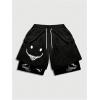 image:imageGORGLITTER Mens 2 in 1 Anime Graphic Gym Shorts Quick Dry Drawstring Mesh Athletic Running Shorts with LinerBlack