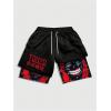 image:imageGORGLITTER Mens 2 in 1 Anime Graphic Gym Shorts Quick Dry Drawstring Mesh Athletic Running Shorts with LinerBlack Anime
