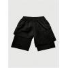 image:imageGORGLITTER Mens 2 in 1 Anime Graphic Gym Shorts Quick Dry Drawstring Mesh Athletic Running Shorts with LinerBlack With White Letters