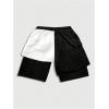 image:imageGORGLITTER Mens 2 in 1 Anime Graphic Gym Shorts Quick Dry Drawstring Mesh Athletic Running Shorts with LinerMulticolor Black and White