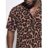 image:imageGORGLITTER Mens Big and Tall Leopard Print Short Sleeve Shirt Button Down Casual ShirtsBrown