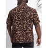 image:imageGORGLITTER Mens Big and Tall Leopard Print Short Sleeve Shirt Button Down Casual ShirtsBrown