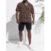 image:imageGORGLITTER Mens Big and Tall Leopard Print Short Sleeve Shirt Button Down Casual ShirtsBrown