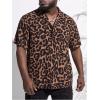 image:imageGORGLITTER Mens Big and Tall Leopard Print Short Sleeve Shirt Button Down Casual ShirtsBrown