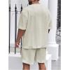 image:imageGORGLITTER Mens Big and Tall Vacation Beach Outfits Cable Knit Short Sleeve T Shirt Shorts SetApricot Solid Color